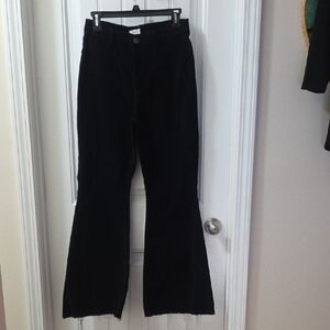 Black Corduroy Flared Pants With Raw Him 9/29